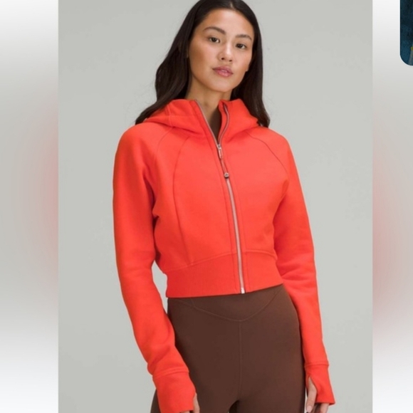 lululemon athletica Tops - Lululemon Scuba Full-Zip Cropped Hoodie Solar Orange Size 8